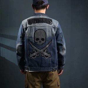 Veste de cow-boy rétro pour hommes pour l'hiver haut bleu décontracté polyvalent de haute qualité avec broderie lavée à l'eau lumière lâche - Product Image 3