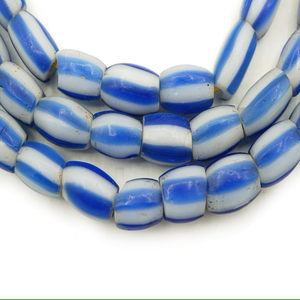 Cuentas de Chevron a rayas de melón azul Vintage, cuentas de comercio africano raras, cuentas de cristal antiguas, fabricación de joyas, suministro a granel al por mayor - Product Image 3