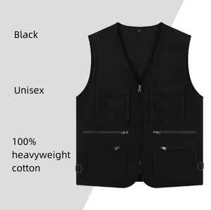 เสื้อกั๊กใส่ทำงานใช้ได้ทั้งชายและหญิงเสื้อแจ็กเก็ตกระเป๋าทำงานผ้าฝ้ายแท้ปรับแต่งได้พร้อมซิปโลโก้ - Product Image 2