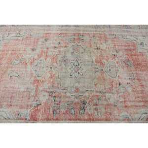 Alfombra Turca Vintage de 5.2x8.1 pies, Alfombra Roja de Lana Sólida - Product Image 5