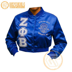 เสื้อแจ็กเก็ตทีมโรงเรียน Zeta phi Beta ผ้าซาตินระบายอากาศได้ดีปักลายตัวอักษรซับในผ้าไหม - Product Image 4