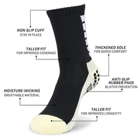 Chaussettes de sport montantes pour hommes, avec grip, motif imprimé, logo, stabilité renforcée, pour football, soccer, course à pied, tricotées