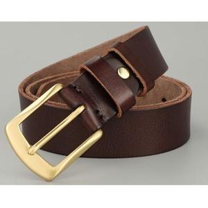 Indian Supplier Luxury Men's Fashionable Steel Buckle Cow Hide Leather Waterproof Vintage Style Belts 100% Genuine Black - Product Image 3