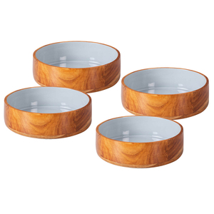 Cuenco de madera de Acacia decorativo de excelente calidad para boda Juego de 4 cuencos de servicio impresos en Color blanco digital - Product Image 1