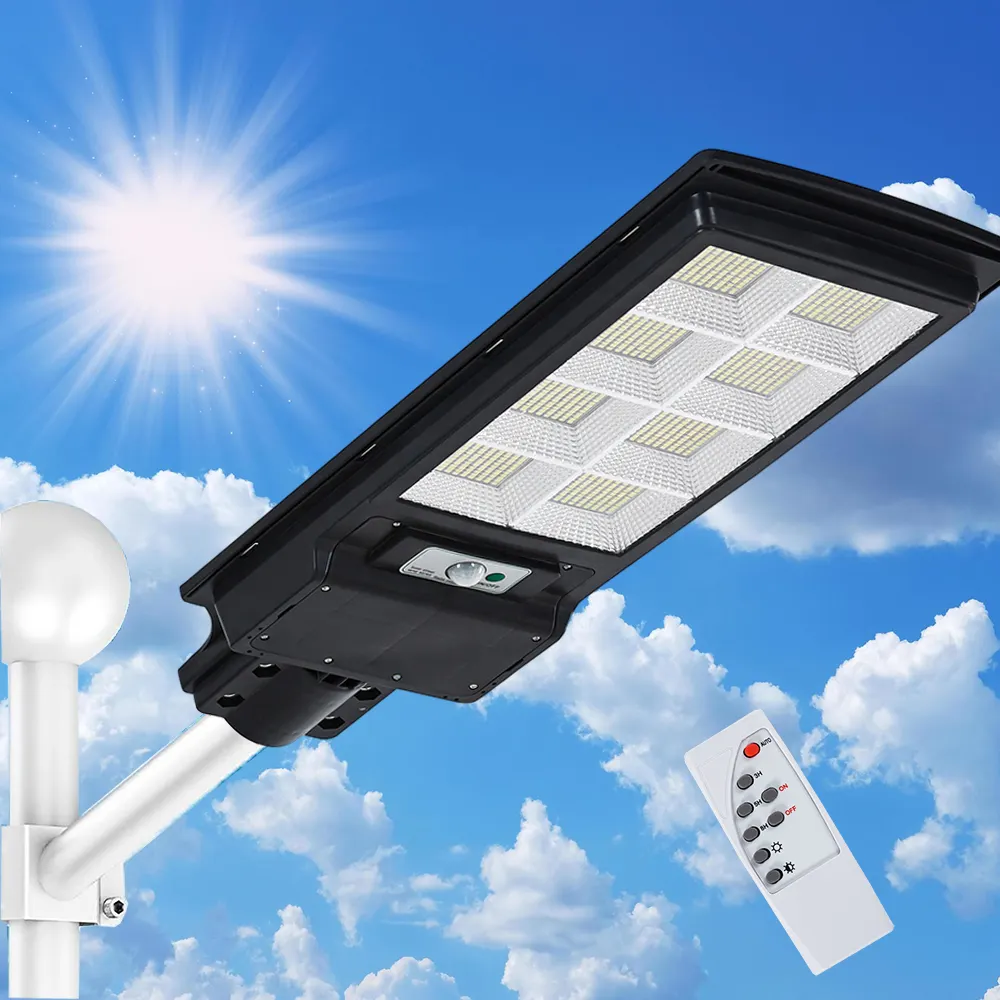 2023 100w 120w 150w 300w 400w 600W 1000w commercial all in one integrated led waterproof outdoor solar street light with pole