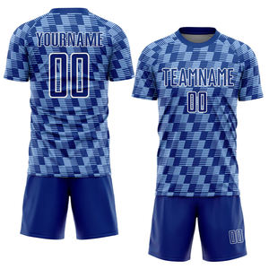 Conjunto de Uniforme de Fútbol Personalizado OEM, Impresión Digital por Sublimación, Camiseta de Fútbol Azul Real, Secado Rápido, Transpirable, para Entrenamiento de Equipos Masculinos - Product Image 1