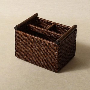 Handmade Woven Rattan Storage <b>Basket</b> Wicker Utensil Caddy For Home Organization And Decorative <b>Display</b> - Product Image 1