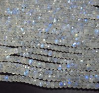 Perles Rondelles en Pierre de Lune Arc-en-ciel Naturelle Facettées de Qualité Supérieure, Iridescence, 6-7mm, Fil de 14 pouces, Gems Valley