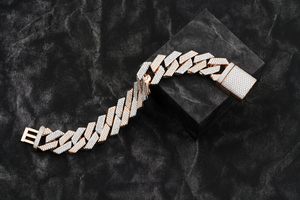 New Design Iced Out Lab Grown Moissanite Cuban Link Chain <b>Bracelet</b> Two Row VVS Diamond with 14k <b>Gold</b> for Gift From India - Product Image 2