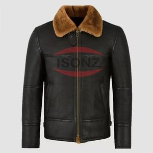 Chaqueta de Cuero de Oveja Personalizada, Chaqueta de Cuero con Piel de Cordero Marrón para Hombre - Product Image 1