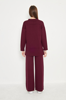 Ensemble pull en maille marron pour femme, coupe ample, col rabattu, pantalon long décontracté, respirant, pour toutes les saisons