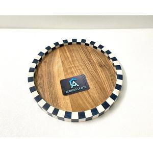 Plateau de service en bois et résine poli brillant de style créatif pour aliments, collations, bonbons, fruits, plateaux de rangement, articles ménagers, vaisselle - Product Image 1