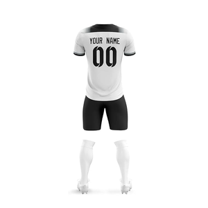 Uniformes de Fútbol Personalizados de Diseño Premium PACE SPORTS, Blancos y Negros, Unisex, Sublimados, 100% Poliéster, Camiseta de Fútbol con Logotipo Personalizado y Pantalones Cortos - Product Image 2