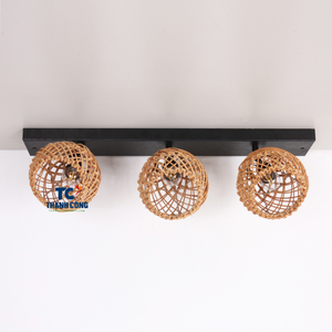 Ensemble de 3 abat-jour en rotin naturel Luminaires uniques pour chambre, salle à manger et salon Décoration de plafond - Product Image 1