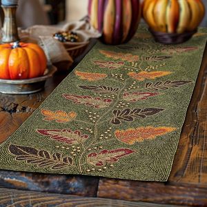 Christmas Decorative and Leaves Design Beaded <b>Runner</b> Placemat <b>Dining</b> <b>Table</b> Fancy Mat Handmade Decorative <b>Runners</b> for Wedding - Product Image 4