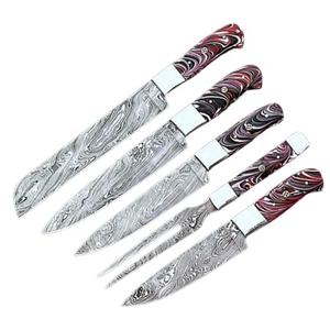 Juego de cuchillos de cocina de acero de Damasco personalizado de alta calidad con mango de resina hecho a mano para un corte eficiente incluye bolsa de rollo - Product Image 1