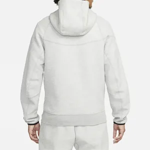 Men's Gray Hooded Zip-Up Sweatshirt Regular Fit Solid <b>Colour</b> Casual Fleece Jacket With Side Pockets Autumn Wear 2027 - Product Image 2