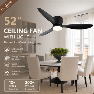 52 Inch Flush Mount <b>Ceiling</b> Fan with <b>Light</b> <b>Remote</b> <b>Control</b> DC Motor Modern <b>Ceiling</b> Fan for Bedroom Living Room - Product Image 1