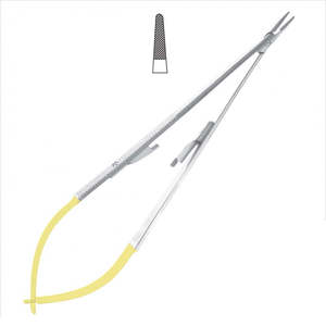 Porte-aiguille Castroviejo 9 cm droit en acier inoxydable, forceps microchirurgical manuel, certifié MOL Astrin Surgical - Product Image 4