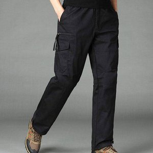 Pantalones cargo transpirables de lona informales para hombre, pantalones de seguridad de combate con bolsillos cargo grises - Product Image 6