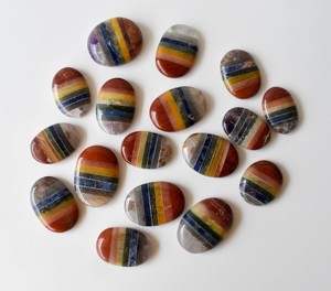 Wholesale Multicolor Chakra Real Crystal Worry Stones Natural Agate Polished Carved Bonded Decoration Thumb stone - Product Image 2