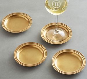 Juego de posavasos de metal dorado redondo de cuatro ventas calientes posavasos texturizados para uso doméstico en la cocina - Product Image 4