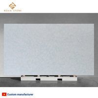 Table à manger en pierre de quartz Look d'onyx authentique Projet résident antimicrobien bleu de luxe Table à manger en quartz