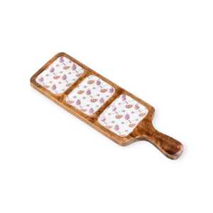 Plato de madera ecológico hecho a mano con mango, nuevo diseño, patrón redondo, último estilo INS para uso doméstico, boda/Ramadán - Product Image 2