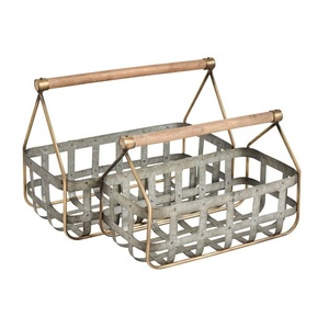 Rustic Farmhouse Galvanized Metal Caddy <b>Kitchen</b> Indoor Outdoor Picnic <b>Utensil</b> <b>Holder</b> Multipurpose Storage Bin - Product Image 5