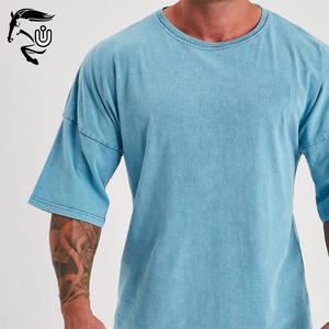 Camiseta informal vintage lavada con ácido para hombre, 100% algodón, ropa de calle de talla grande, hombro caído, 100% algodón, tejido de peso pesado en blanco - Product Image 3