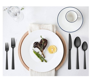 Juego de cubiertos de acero con espejo Artesanías de diseñador superior Juego de cuchara mate negro de acero inoxidable de alta calidad - Product Image 6