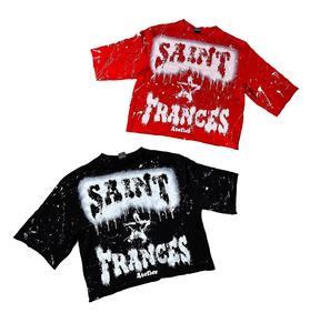 เสื้อสตรีทแวร์พิมพ์ลายผ้าฝ้ายคุณภาพสูง 100% ทรงครอปหลวม สไตล์เรียบง่าย น้ำหนัก 300 กรัม ด้านหน้า - Product Image 1