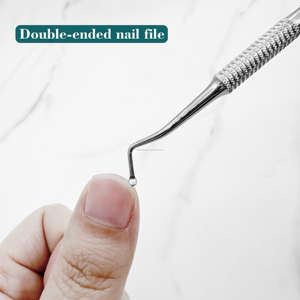 Lima de Uñas Profesional de Acero Inoxidable de Doble Punta y Empujador de Cutículas, Herramienta Reutilizable y Duradera para Manicura, Pedicura y Limpieza de Uñas - Product Image 2