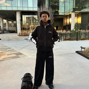 Ensemble sweat à capuche et pantalon de survêtement grande taille pour homme Baggy French Terry Cotton Soft Solid Flared Hood Winter Streetwear - Product Image 4