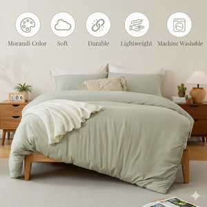 <span class=keywords><strong>Housse</strong></span> <span class=keywords><strong>de</strong></span> <span class=keywords><strong>couette</strong></span> en microfibre lavée 100% ultra douce 500 fils, inaltérable, ensemble <span class=keywords><strong>de</strong></span> <span class=keywords><strong>housse</strong></span> <span class=keywords><strong>de</strong></span> <span class=keywords><strong>couette</strong></span> October Mist Sage, 3 pièces pour la maison - Product Image 2