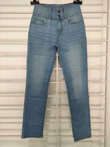 Femmes à la mode Style décontracté jambe droite taille moyenne jean 100% coton Denim bouton braguette respirant Anti-rides broderie pour - Product Image 2