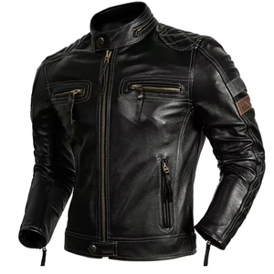Chaqueta de Motociclista de Cuero de Moda, Chaqueta de Cuero Suave con Cremallera, Todas las Tallas, para Todas las Temporadas - Product Image 1