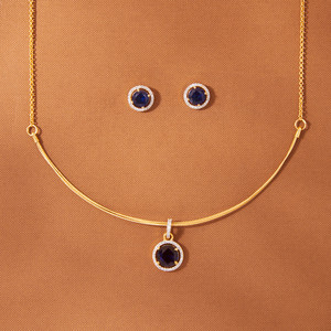 Conjuntos de joyería de moda de calidad de exportación en línea colgante delicado de Zirconia cúbica con revestimiento de dos tonos - Product Image 2