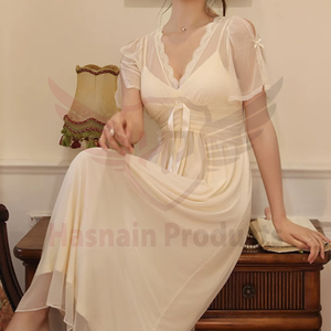 คุณภาพสูงสไตล์เจ้าหญิงนางฟ้าพลัสขนาดผู้หญิงสปาเก็ตตี้ชุดนอนเซ็กซี่ระบายอากาศสตรีชุดนอนจากปากีสถาน - Product Image 6