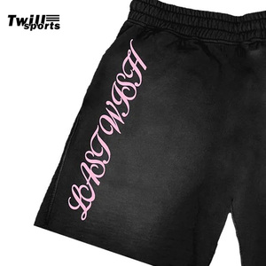 Shorts de plage en toile délavée pour hommes, style urbain, poches zippées, respirants, en tissu épais Spandex/Polyester, imprimé maille, vente en gros - Product Image 6