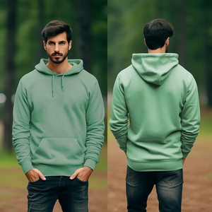 Sudadera con capucha informal ODM OEM 60% algodón 40% poliéster 350gsm sólido ajuste Regular invierno canguro bolsillo liso teñido" - Product Image 4