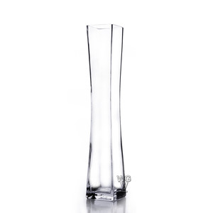 VXV0422 - Unique <b>Square</b> Concave Glass <b>Vase</b> - 4 x 22 - Product Image 1