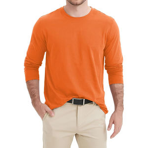 เสื้อยืดคอกลมแขนยาวผ้าฝ้าย100% สำหรับผู้ชายผ้าถักพิมพ์ลายโลโก้ออกแบบได้ตามที่ต้องการ - Product Image 4