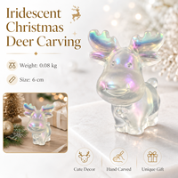 Figurine de renne irisée sculptée, translucide, pour la décoration de Noël à la maison, sur le bureau, comme cadeau et objet de collection