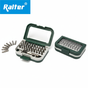 Jeu de 31 embouts de tournevis en acier S2 avec embouts standard, étui en plastique vert/gris, OEM, multi-usages pour la maison et le bricolage - Product Image 1