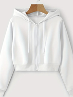 Großhandel Kundenspezifisch Bedruckter Reißverschluss-Hoodie mit Kordelzug Langarm Schnelltrocknend Atmungsaktiv 100% Baumwolle Damen Frühling Herbst
