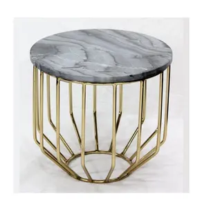 Hochwertiger Messing tisch mit schwarzer Marmorplatte Sechs kantform Basis neben Sofa Tisch dekorativ Günstiger Preis