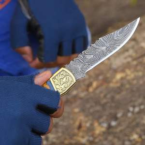 High Quality Handmade Damascus Folding <b>Pocket</b> Knife with Wooden Handle Industrial Grade Outdoor Camping Customizedle with Sheath - Product Image 3