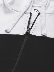 Sudadera con capucha corta de algodón 100% de alto gramaje con cremallera completa para hombre, bicolor, con logo personalizado, OEM, estilo urbano, al por mayor - Product Image 4