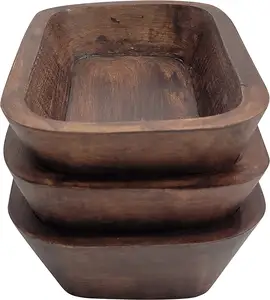 새로운 디자인 나무 장식 크고 깊은 그릇 탁상 중앙 조각 과일과 샐러드 나무 반죽 그릇 장식